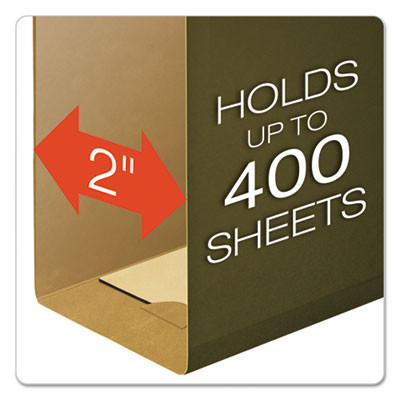 Extra-Capacity Reinforced Hanging File Folders With Box Bottom, 2" Capacity, Letter Size, 1/5-Cut Tabs, Green, 25/Box