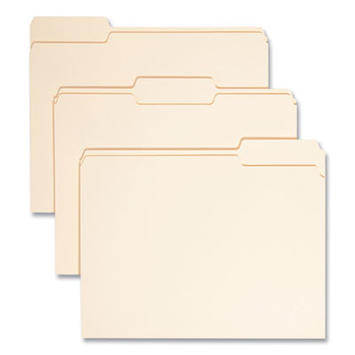 Top Tab File Folders With Antimicrobial Product Protection, 1/3-Cut Tabs: Assorted, Letter, 0.75" Expansion, Manila, 100/Box