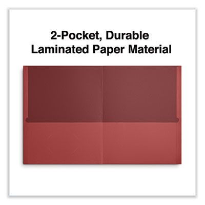 Two-Pocket Portfolios With Textured Covers, Accommodates 11 x 8.5 Sheets, Red, 25/Box