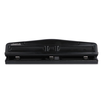 12-Sheet Deluxe Two- And Three-Hole Adjustable Punch, 9/32" Holes, Black