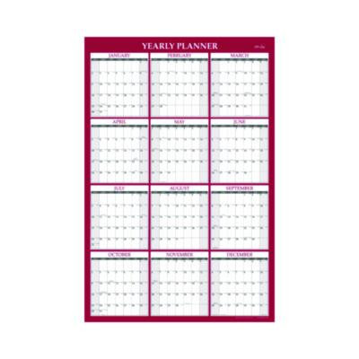 Classic Red Laminated Erasable Wall Calendar, 48 x 32, White/Red/Gray Sheets, 12-Month (Jan To Dec): 2026