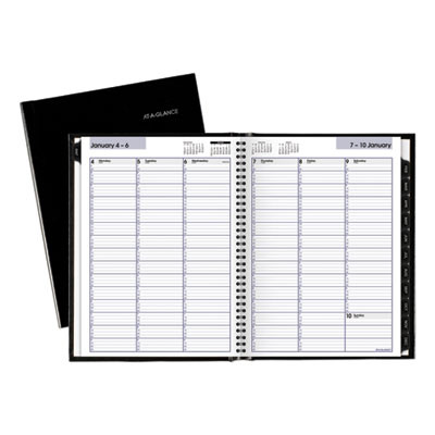 Dayminder Hardcover Weekly Vertical-Column Format Appointment Book, 11 x 8, Black Cover, 12-Month (Jan To Dec): 2026