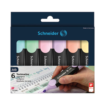 Job Pastel Highlighters, Chisel Tip (1Mm/5Mm), Assorted Ink Colors, Black/Assorted Barrel Colors, 6/Pack