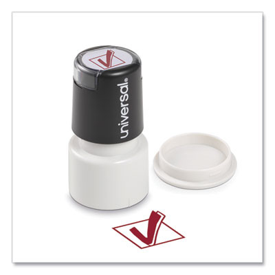 Round Message Stamp, Check Mark, Pre-Inked/Re-Inkable, Red
