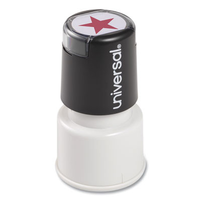 Round Message Stamp, Star, Pre-Inked/Re-Inkable, Red