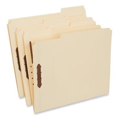 Deluxe Reinforced Top Tab Fastener Folders, 1/3-Cut Tab: Assorted, Expands 0.75", 2 Fasteners, Letter Size, Manila, 50/Box