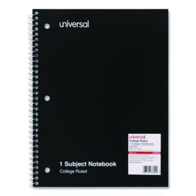 Wirebound Notebook, 1-Subject, Medium/College Rule, Black Cover, (100) 11 x 8.5 Sheets