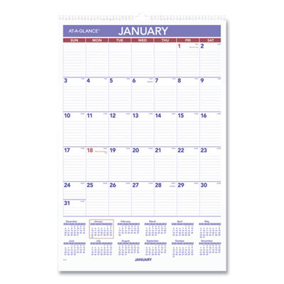 Monthly Wall Calendar With Ruled Daily Blocks, 15.5 x 22.75, White Sheets, 12-Month (Jan To Dec): 2026