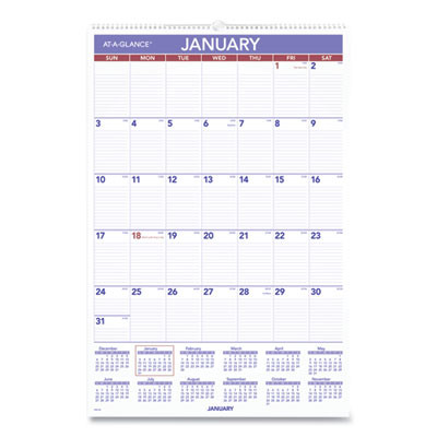 Monthly Wall Calendar With Ruled Daily Blocks, 20 x 30, White Sheets, 12-Month (Jan To Dec): 2026