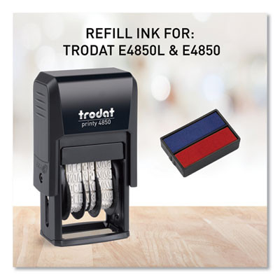 T4850 Printy Replacement Pad For Trodat Self-Inking Stamps, 0.19" x 1", Blue/Red