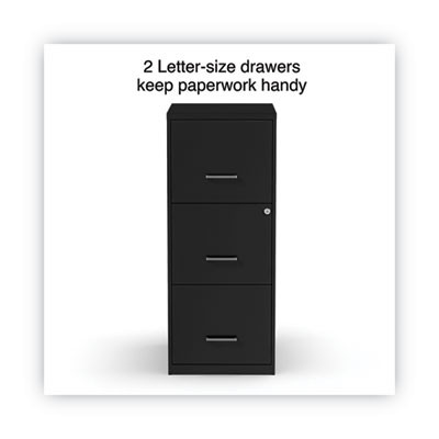 Soho Vertical File Cabinet, 3 Drawers: File/File/File, Letter, Black, 14" X 18" X 34.9"