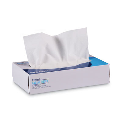 Facial Tissue, Flat Box, 2-Ply, White, 100 Sheets/Box
