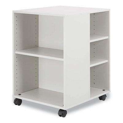 Flexible Multi-Functional Cart For Office Storage, Wood, 6 Shelves, 20.79 x 23.31 x 29.45, White