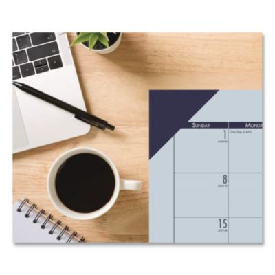 Ecotones Recycled Monthly Desk Pad Calendar, 22 x 17, Ocean Blue Sheets/Corners, Black Binding, 12-Month (Jan-Dec): 2026