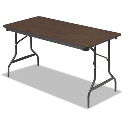 Officeworks Classic Wood-Laminate Folding Table, Curved Legs, Rectangular, 60" x 30" x 29", Walnut