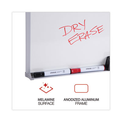 Melamine Dry Erase Board With Aluminum Frame, 36" x 24", White Surface, Anodized Aluminum Frame