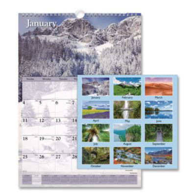Scenic Monthly Wall Calendar, Landscape Photography, 12 x 17, White/Multicolor Sheets, 12-Month (Jan To Dec): 2026
