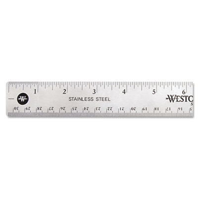 Stainless Steel Office Ruler With Non Slip Cork Base, Standard/Metric, 12" Long