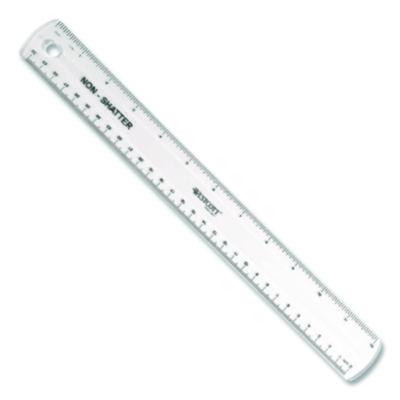 Non-Shatter Flexible Ruler, Standard/Metric, 12" (30 Cm) Long, Plastic, Clear, 12/Box