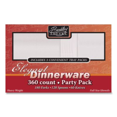 Heavyweight Party Pack, Heavyweight, Fork/Knife/Spoon, Plastic, Clear, 360/Pack