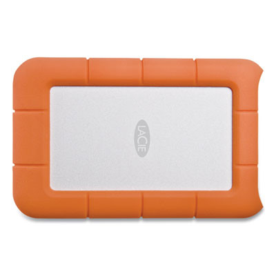 Rugged Portable External Hard Drive, 2 Tb, Usb-C, Orange/Silver