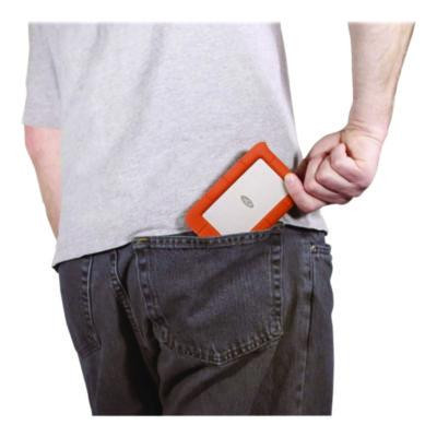 Rugged Portable External Hard Drive, 2 Tb, Usb-C, Orange/Silver