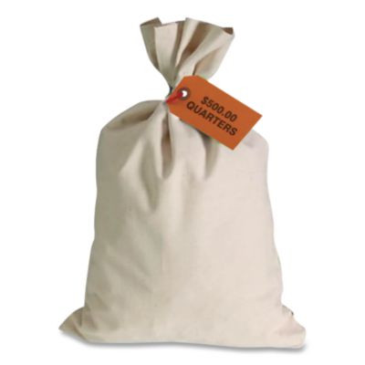 Canvas Coin Transit Bag, Canvas, 12" x 19", Natural