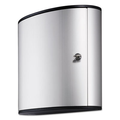Locking Key Cabinet, 36-Key, Brushed Aluminum, Silver, 11.75" x 4.63" x 11"