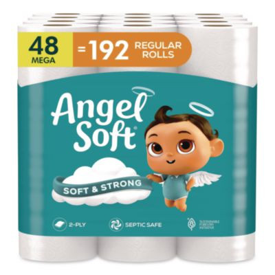 Mega Toilet Paper, Septic Safe, 2-Ply, White, 320 Sheets/Roll, 48 Rolls/Pack