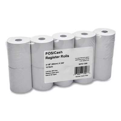 Direct Thermal Printing Thermal Paper Rolls, 3.13" X 230 Ft, White, 10/Pack