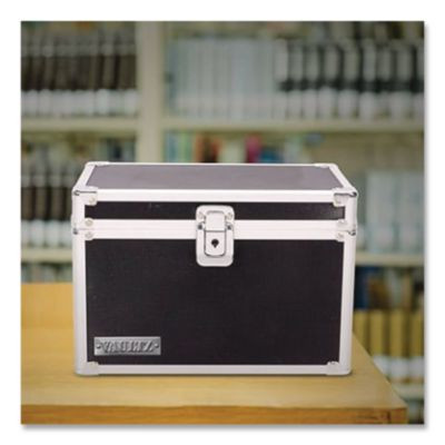 Vaultz Locking Index Card File With Flip Top, Holds 450 4 X 6 Cards, 7 X 5 X 5, Black