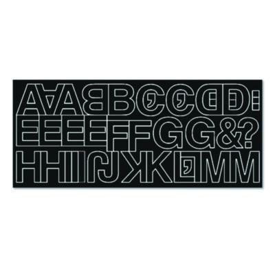 Peel-And-Stick Letters, Numbers And Symbols, 1" Tall, Black Characters, White Background, 256 Pieces