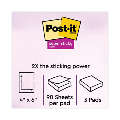 Pads In Supernova Neon Collection Colors, Note Ruled, 4" x 6", 90 Sheets/Pad, 3 Pads/Pack