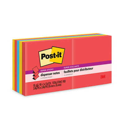 Pop-Up 3 x 3 Note Refill, 3" x 3", Playful Primaries Collection Colors, 90 Sheets/Pad, 10 Pads/Pack