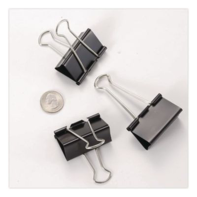 Binder Clips, Large, Black/Nickel, 12/Box