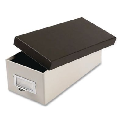 Index Card Storage Box, Holds 1,000 3 X 5 Cards, 5.5 X 11.5 X 3.88, Pressboard, Marble White/Black