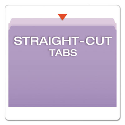 Colored File Folders, Straight Tabs, Letter Size, Lavender/Light Lavender, 100/Box