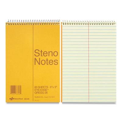 Standard Spiral Steno Pad, Brown Cover, Gregg Rule, (60) Eye-Ease Green 6 x 9 Sheets