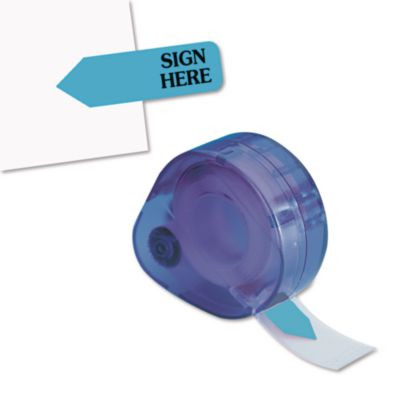 Arrow Message Page Flags In Dispenser, "Sign Here", Blue, 120 Flags/Dispenser