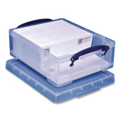 Snap-Lid Storage Bin, 2.14 Gal, 11" X 14" X 5", Clear/Blue