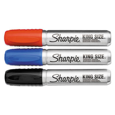 King Size Permanent Marker, Broad Chisel Tip, Assorted Colors, 4/Set