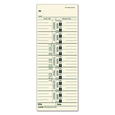 Time Clock Cards, Replacement For M-33, One Side, 3.5 X 9, 500/Box