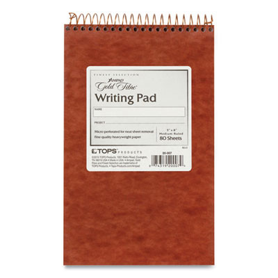 Gold Fibre Retro Wirebound Writing Pads, Red Cover, Medium/College Rule, (80) White 5 x 8 Sheets