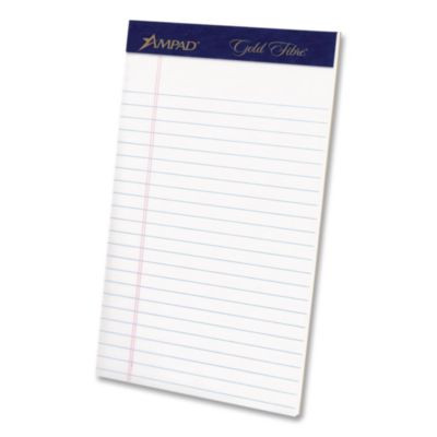 Gold Fibre Writing Pads, Narrow Rule, (50) White 5 x 8 Sheets, 4/Pack