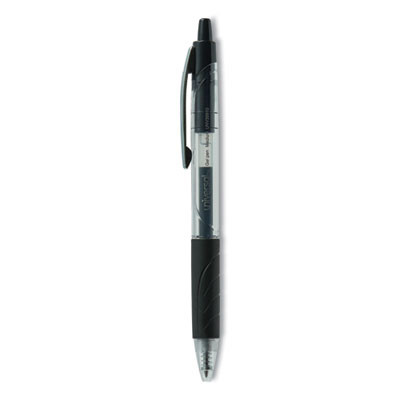 Comfort Grip Gel Pen, Retractable, Medium 0.7 Mm, Black Ink, Clear/Black Barrel, 36/Pack
