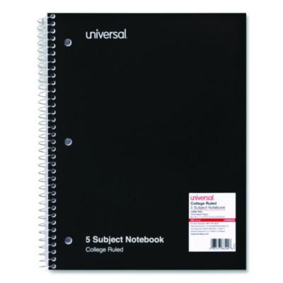 Wirebound Notebook, 5-Subject, Medium/College Rule, Black Cover, (200) 11 x 8.5 Sheets