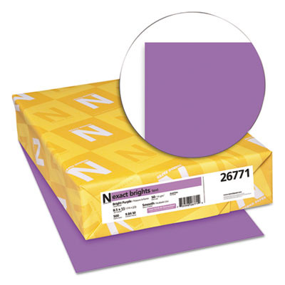 Exact Brights Paper, 20 Lb Bond Weight, 8.5 x 11, Bright Purple, 500/Ream