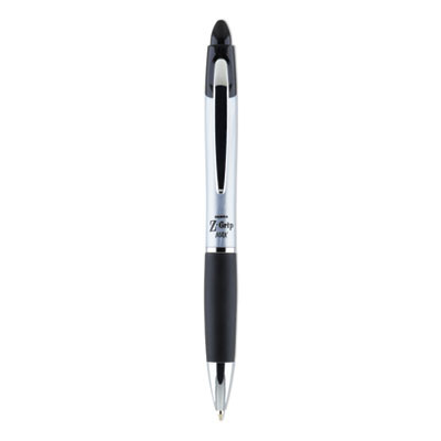 Z-Grip Max Ballpoint Pen, Retractable, Medium 1 Mm, Black Ink, Silver/Black Barrel, 12/Pack