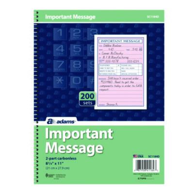 Important Message Book, Two-Part Carbonless, 4 Forms/Sheet, 200 Forms Total