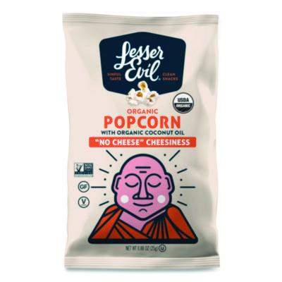 Snack Organic No Cheese Cheesiness Popcorn, Cheese, 0.88 Oz Bag, 18/Carton
